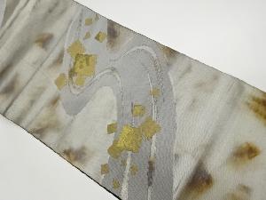 リサイクル　服部織物製　流水に色紙散らし模様織出し袋帯